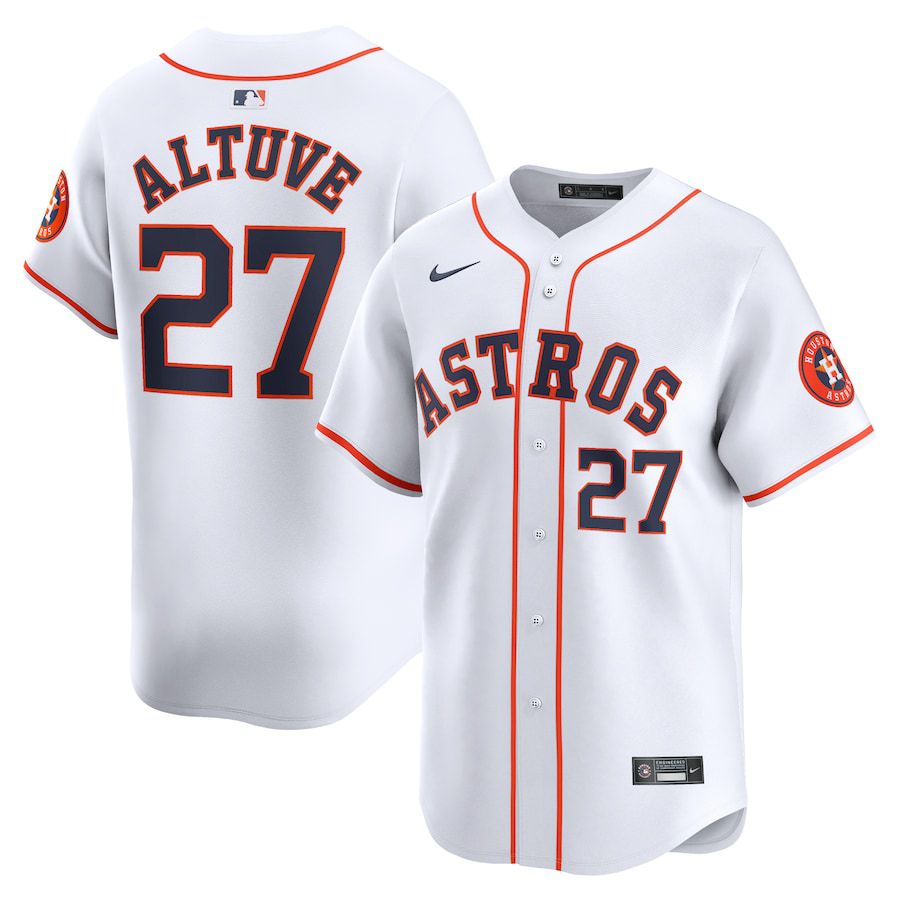 Men Houston Astros 27 Jose Altuve Nike White Home Limited Player MLB Jersey